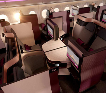 Lie flat seat Qatar airways A350 Qsuite